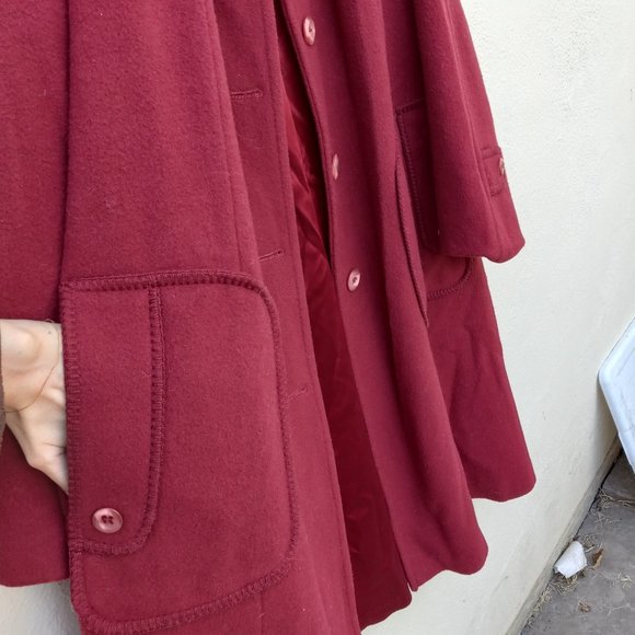 Vintage Red Wool Forecaster Coat Button Front Retro Academia - Picture 6 of 16